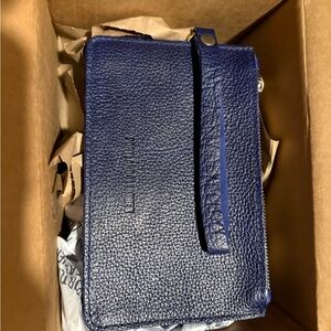 Portland leather Cobalt blue zip zap duo wristlet